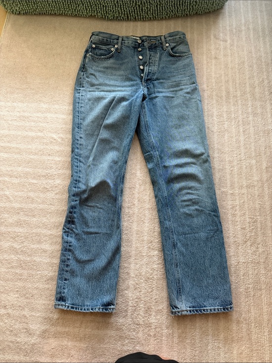 Agolde Denim - Women’s Blue High-Rise Straight Jeans